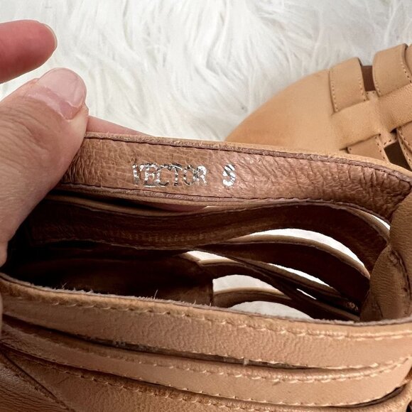 Jeffrey Campbell Womens 5 Vector Tan Camel Leather Wedge Gladiator Cage Booties - Picture 5 of 11